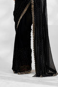 Black Chiffon Saree With Blouse Piece