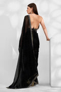 Black Chiffon Saree With Blouse Piece