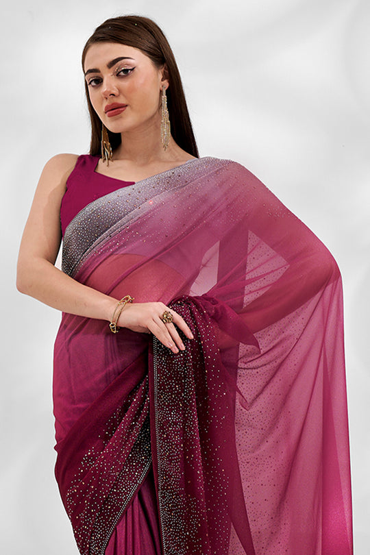 Ombre Lycra Saree With Blouse Piece