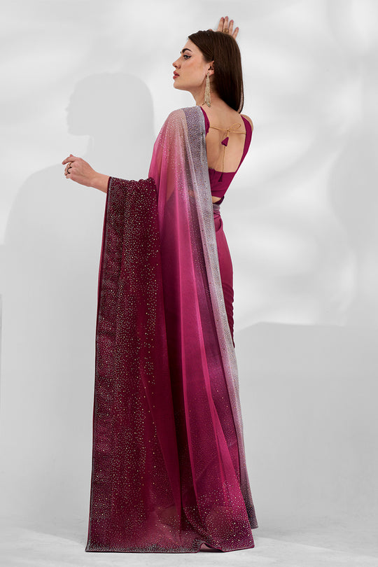 Ombre Lycra Saree With Blouse Piece
