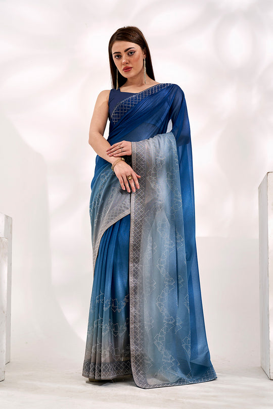 Ombre Lycra Saree With Blouse Piece