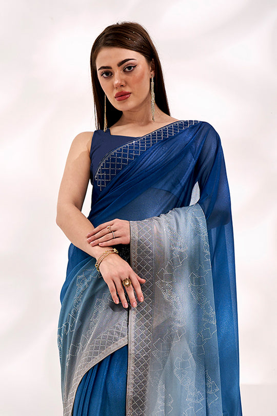Ombre Lycra Saree With Blouse Piece