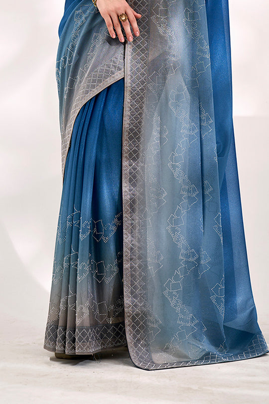 Ombre Lycra Saree With Blouse Piece