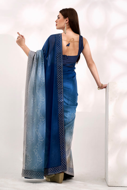 Ombre Lycra Saree With Blouse Piece