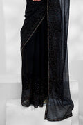 Black Chiffon Saree With Blouse Piece