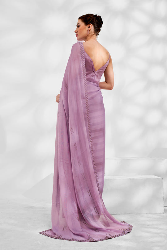 Lavender Chiffon Saree With Blouse Piece