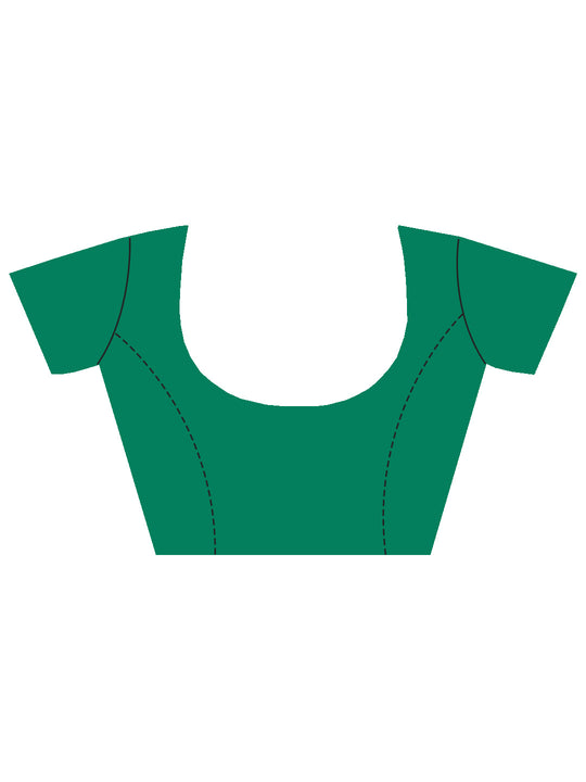 Ombre Blue & Green Organza Saree With Blouse Piece