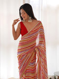 Multicolor Georgette Saree With Blouse Piece