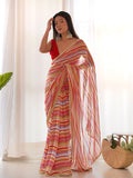 Multicolor Georgette Saree With Blouse Piece