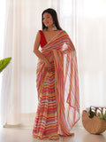 Multicolor Georgette Saree With Blouse Piece