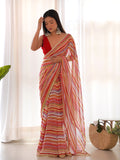 Multicolor Georgette Saree With Blouse Piece