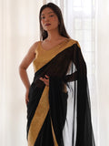 Black Georgette Saree With Blouse Piece