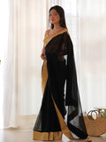 Black Georgette Saree With Blouse Piece