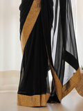 Black Georgette Saree With Blouse Piece