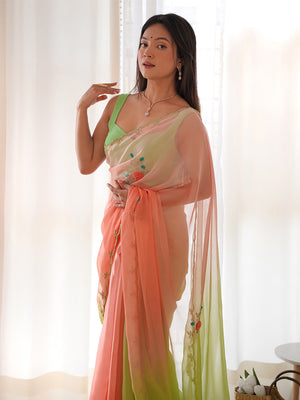 Ombre Organza Saree With Blouse Piece