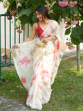 Beige Organza Saree With Blouse Piece