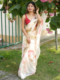 Beige Organza Saree With Blouse Piece