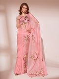 Pink Organza Saree With Blouse Piece