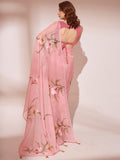 Pink Organza Saree With Blouse Piece