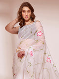 White Organza Saree With Blouse Piece