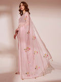 Pink Organza Saree With Blouse Piece