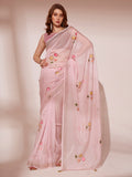 Pink Organza Saree With Blouse Piece