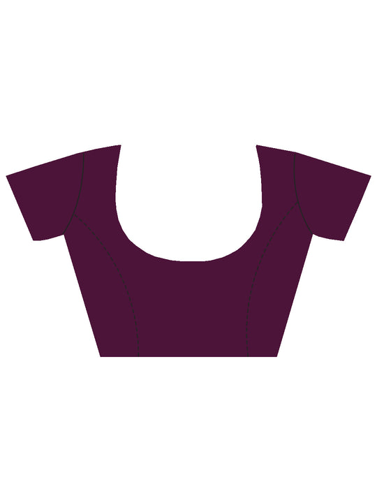 Wine Organza Saree With Blouse Piece