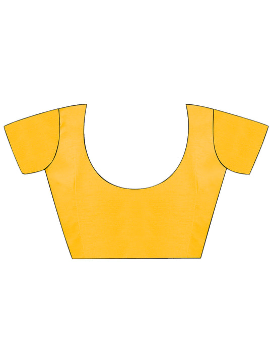 Pink & Yellow Chiffon Saree With Blouse Piece