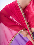 Purple & Pink Chiffon Saree With Blouse Piece
