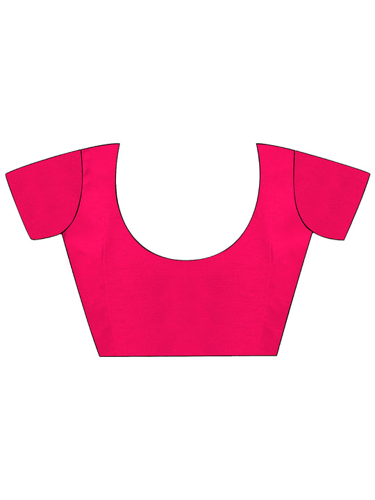 Blue & Pink Chiffon Saree With Blouse Piece