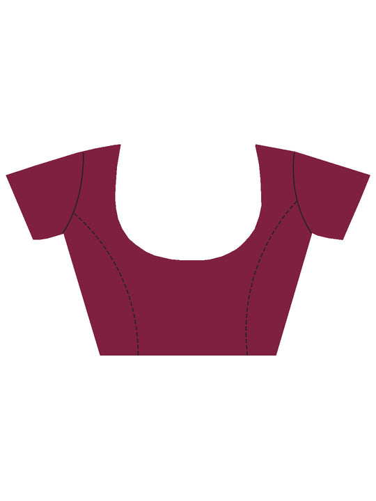 Wine Georgette Saree With Blouse Piece