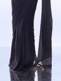 Navy Blue Georgette Saree With Blouse Piece