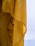 Metallic Yellow Organza Saree With Blouse Piece
