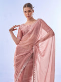 Pink Organza Saree With Blouse Piece