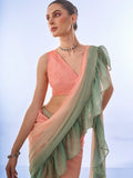 Ombre Peach Georgette Saree With Blouse Piece