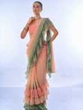 Ombre Peach Georgette Saree With Blouse Piece
