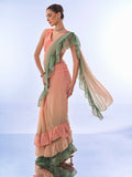 Ombre Peach Georgette Saree With Blouse Piece