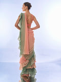 Ombre Peach Georgette Saree With Blouse Piece