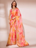 Peach Organza Saree With Blouse Piece
