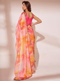 Peach Organza Saree With Blouse Piece