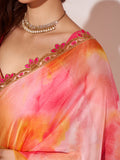 Peach Organza Saree With Blouse Piece