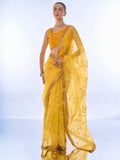 Yellow Net Saree With Blouse Piece
