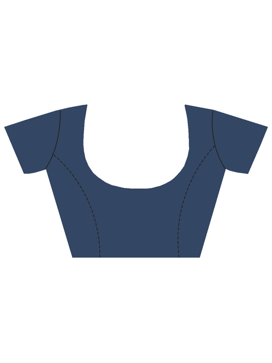 Teal Chiffon Saree With Blouse Piece