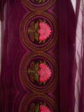 Wine Chiffon Saree With Blouse Piece