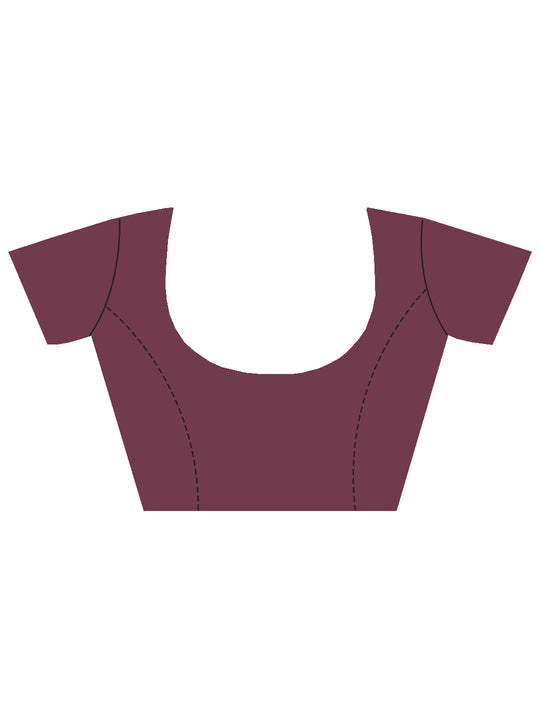 Wine Chiffon Saree With Blouse Piece