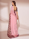 Pink Printed Georgette Saree With Blouse Piece