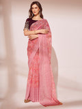 Pink Georgette Saree With Blouse Piece
