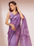 Lavender Organza Saree With Blouse Piece