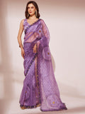 Lavender Organza Saree With Blouse Piece