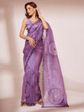 Lavender Organza Saree With Blouse Piece